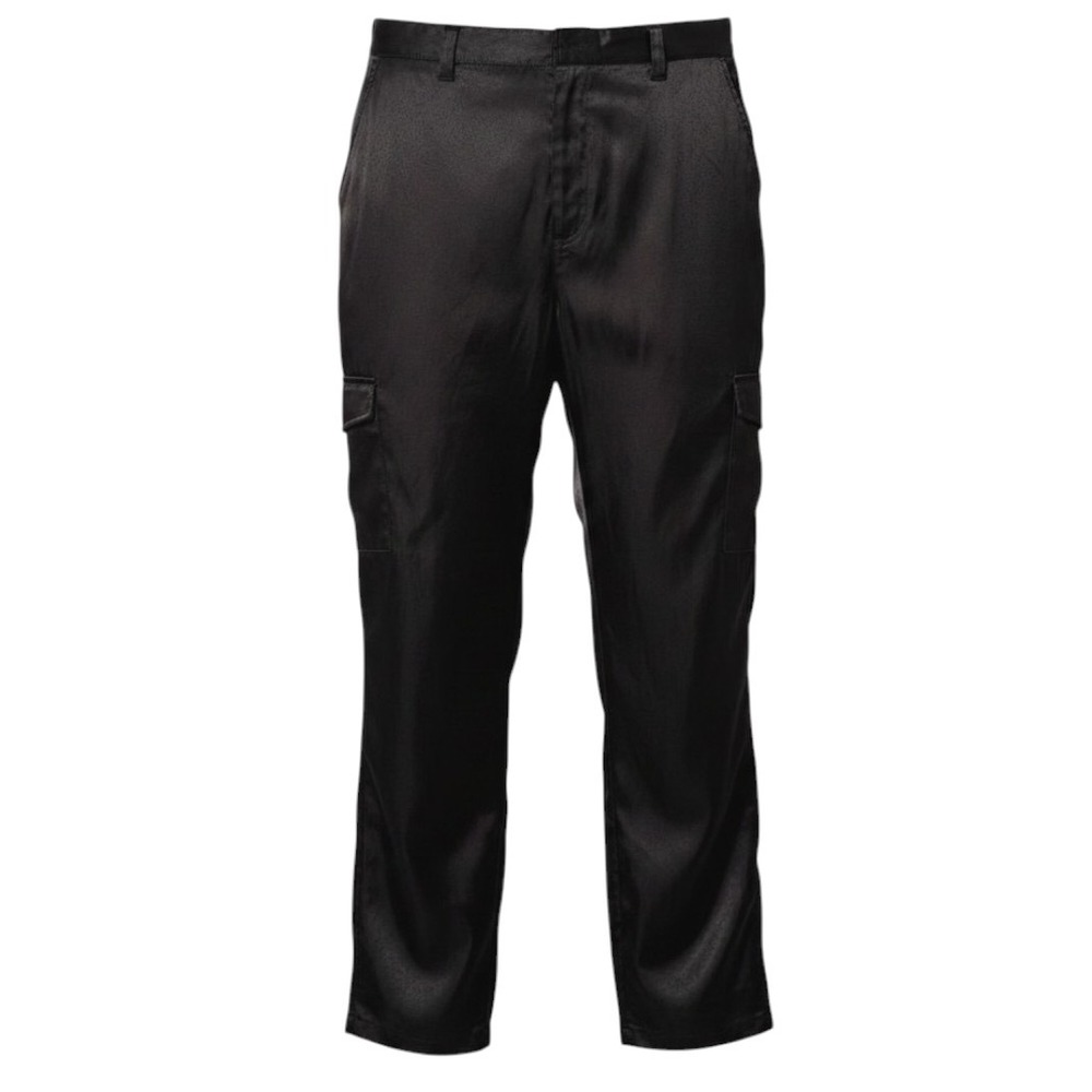 Catalina Cargo Pants Black Satin Y2K Streetwear Utility Womens Large 12/14